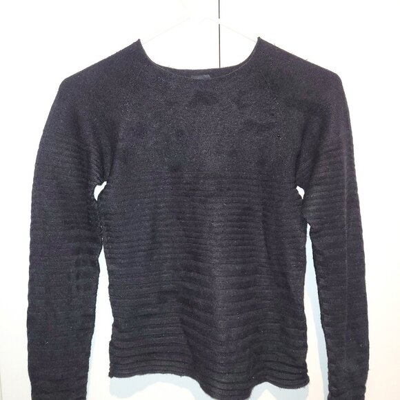 Vintage Giorgio Armani Black Wool Sweater with Ribbed Waist Size EU 40 - Picture 1 of 5